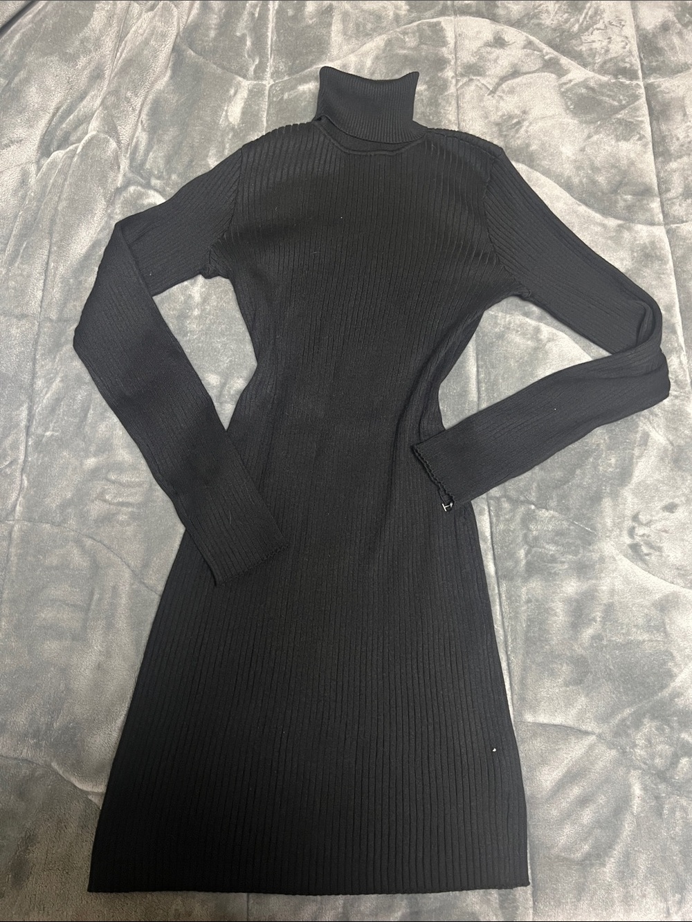 wild fable Black Ribbed Turtleneck Sweater Dress